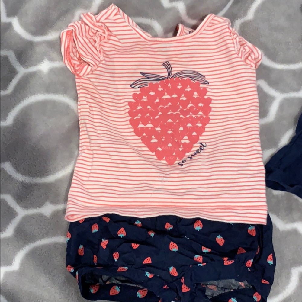 Matching strawberry baby outfits